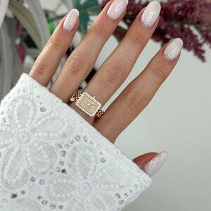 Sku0538 Retro Gold Women Fashion Square Watch Ring Stainless steel + gift bag